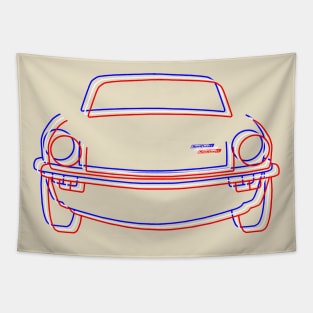 Triumph Spitfire classic car outline line graphic (red white blue) Tapestry