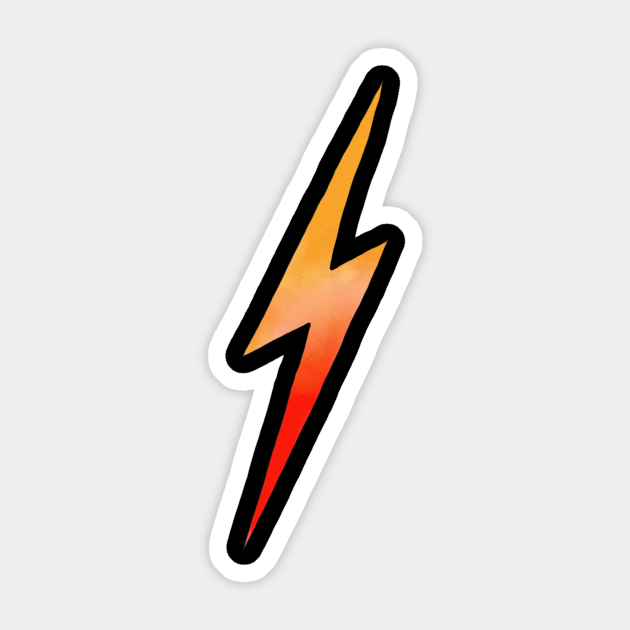 Orange-and-Red Lightning Bolt - Lightning - Sticker | TeePublic