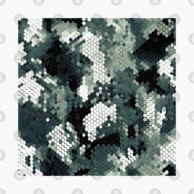 Blue Grey Digital Winter Snake Skin Camo Pattern by Pixelyx