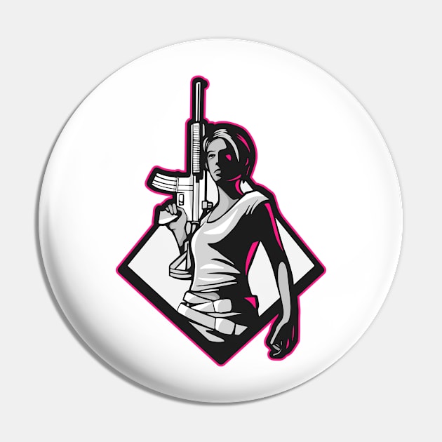 Gun Girl Pin by Aim For The Face