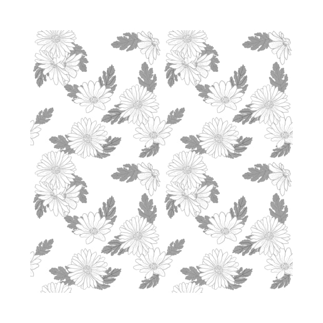 Daisies pattern, black and white by RosanneCreates