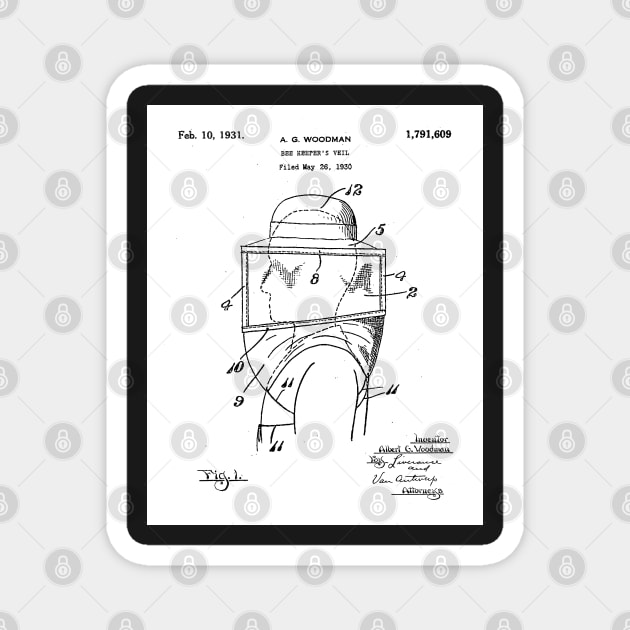 Bee Keeping Patent - Bee Keeper Bee Hive Honey Art - White Magnet by patentpress