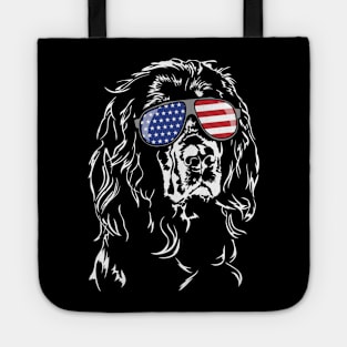 Proud Gordon Setter American Flag sunglasses dog Tote