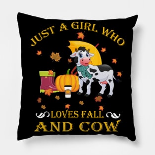 Just A Girl Who Loves Fall & Cow Funny Thanksgiving Gift Pillow