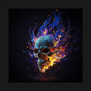 Flaming Skull Abstract Fire Design T-Shirt