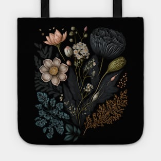 Dark Victorian Floral Art Tote