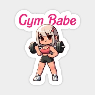 Cute Muscular Barbell Gym Babe Girl | Japanese Anime Illustration Magnet