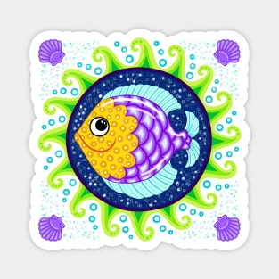 Funny Little Fish Mandala Magnet