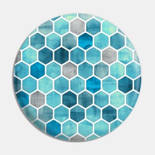 Blue Ink - Watercolor hexagon pattern Pin