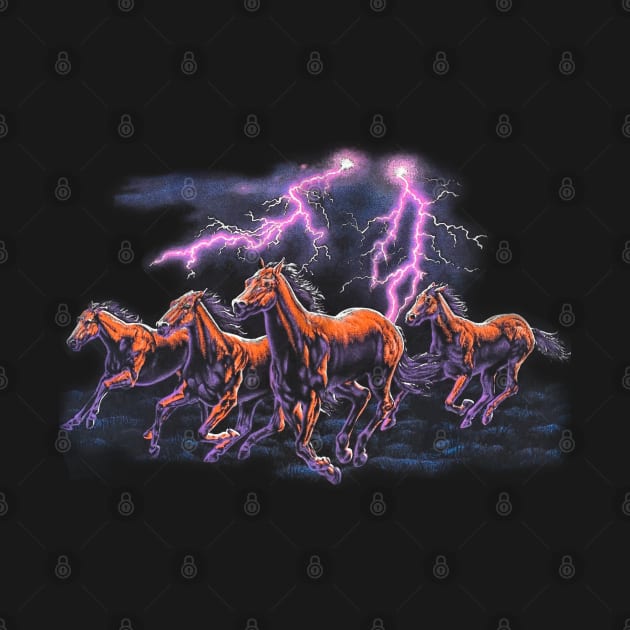 Running Horses 80s Style Truck Stop Tee by darklordpug