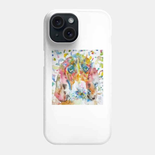 BASSET HOUND - watercolor portrait .1 Phone Case by lautir