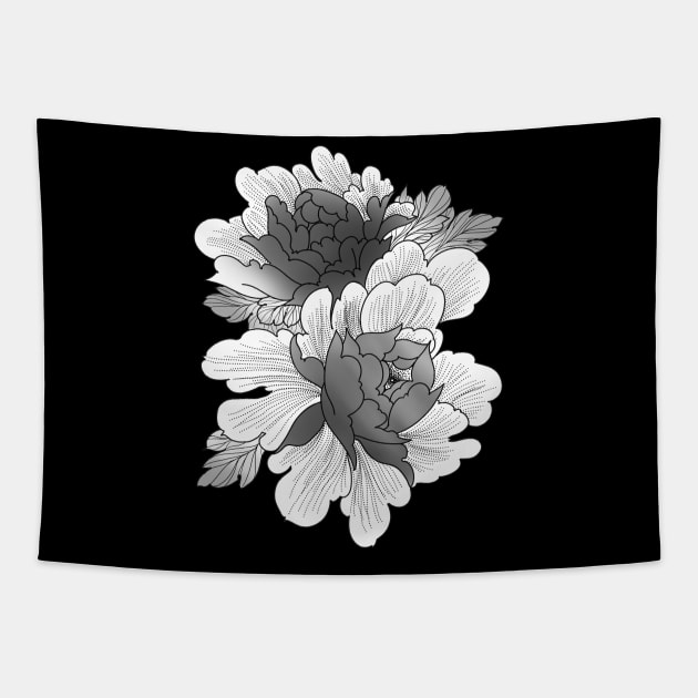 Flower Casual peony classy tattoo design Tapestry by Blacklinesw9