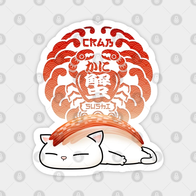Crab Kani Sushi Cat Magnet by Takeda_Art