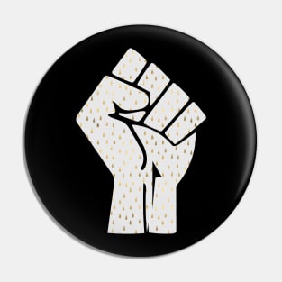 Black Lives Matter Fist White with Gold Drops Pin