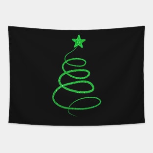 Minimalistic Green Faux Glitter Star Christmas Tree Tapestry