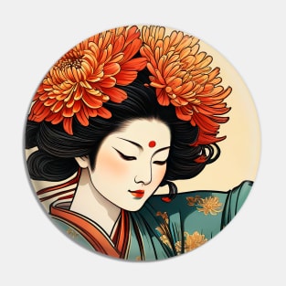 Asian girl flowers Pin