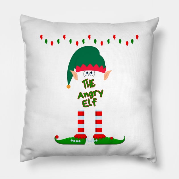 The Angry Elf Christmas Pillow by FunGraphics