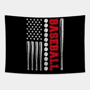 Baseball Bat Lover American Flag Team Tapestry