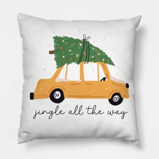 Hand Drawn Christmas Tree Car Funny Pillow