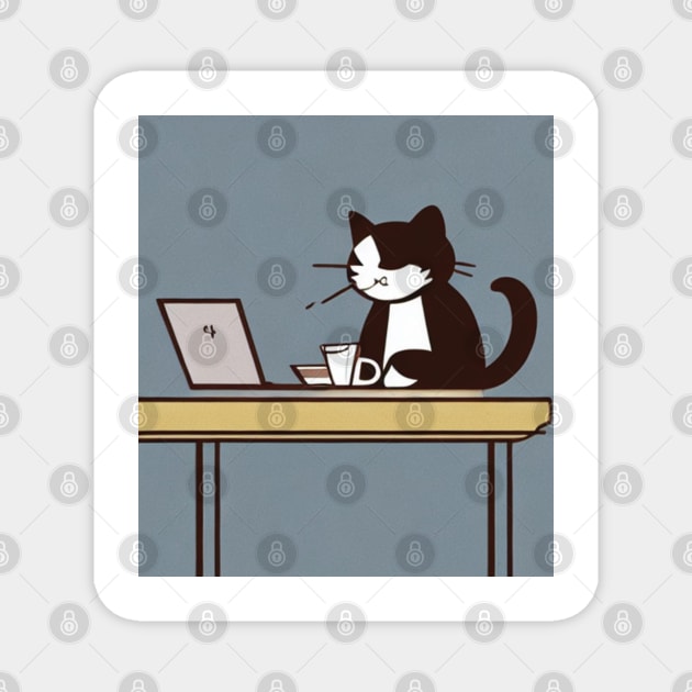 Cat Coffee Magnet by Yuhi