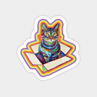 Weird Aesthetic Rainbow Cat Pattern by Robert Phelps Magnet