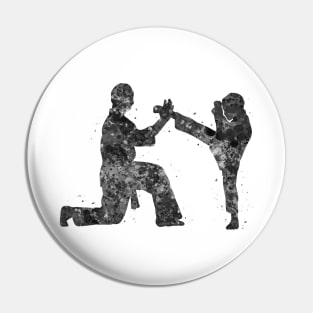 Taekwondo training black and white Pin