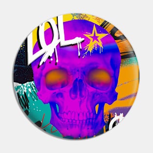 LOL, Skull Graffiti Pin