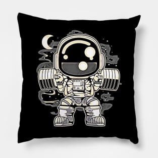 Astronaut Barbell Body Builder • Funny And Cool Sci-Fi Cartoon Drawing Design Great For Any Occasion And For Everyone Pillow