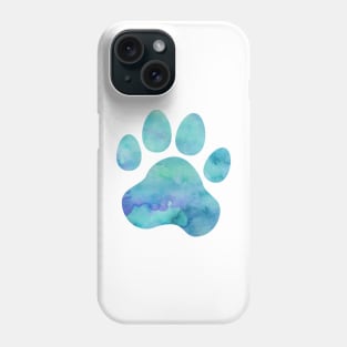 Dark Teal Watercolor Paw Print Phone Case