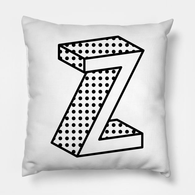 3D Ben Day Dot Isometric Letter Z Pillow by murialbezanson