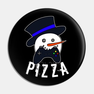 Snowman Face Gamer Pizza Pin