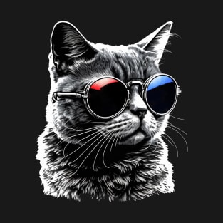 Patriotic Cat Wearing Sunglasses T-Shirt