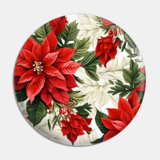 Christmas Vintage Red Poinsettia Pattern Pin