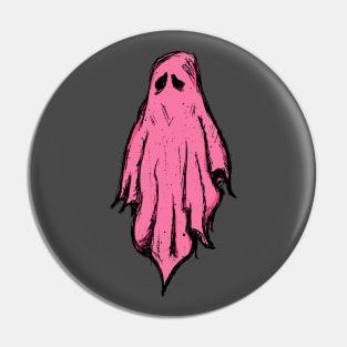 Pink Strawberry Ghost Spooky Cute Halloween Drawing Pin