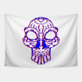 Retro 3D Skull Tapestry