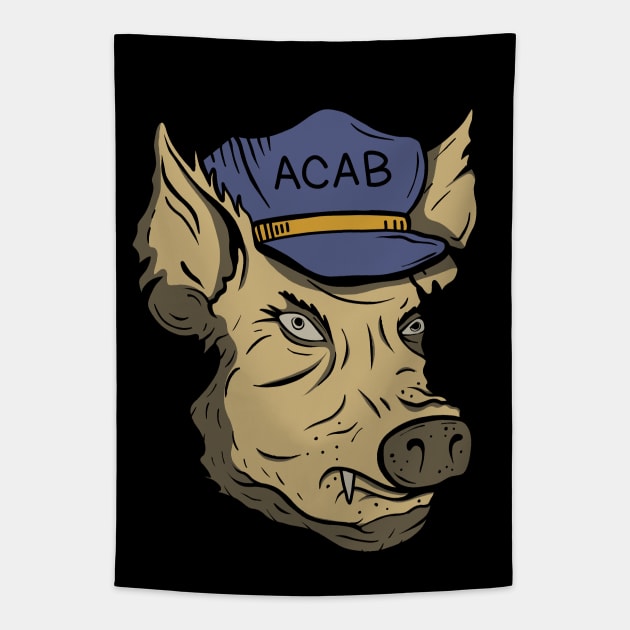 ACAB Pig Tapestry by valentinahramov