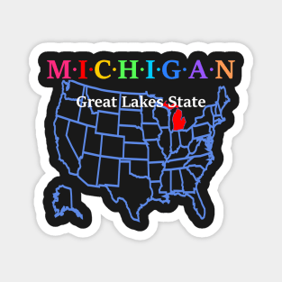 Michigan, USA. Great Lake State. With Map. Magnet