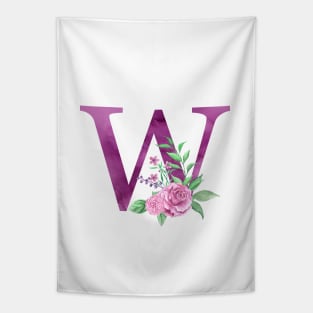 Floral Monogram W Beautiful Rose Bouquet Tapestry