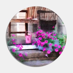 Pink Petunias and Watering Cans Pin