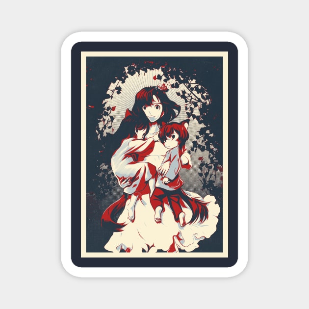 Wolf Children Family Magnet by geekmethat