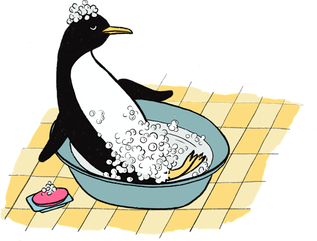 Penguin Bathtime Kids T-Shirt by Das Brooklyn