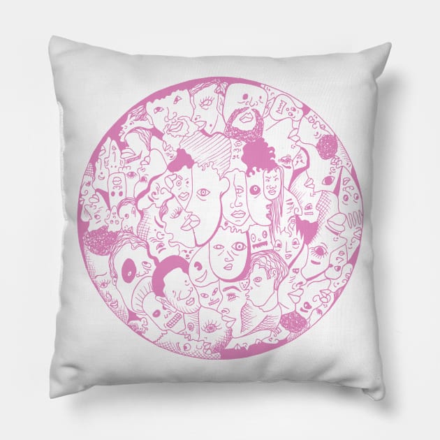 Light Pink Many Faces Pillow by kenallouis