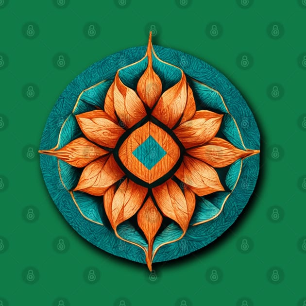 Mandala with flower by orange-teal