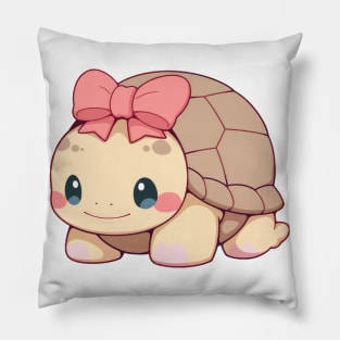 Cute turtle hiding in shell Pillow