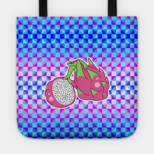 Dragon Fruit Holographic Checkered Pattern Tote