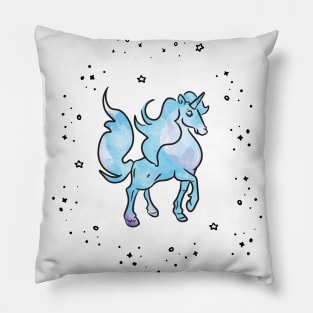 Beautiful Blue Unicorn Pillow