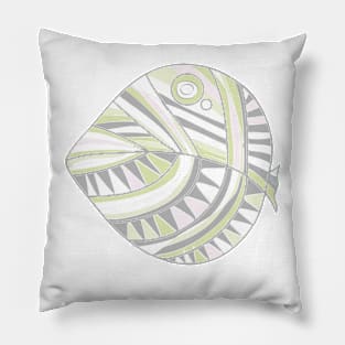 Mazipoodles New Fish Head Leaf White Gray Green Distressed Pillow