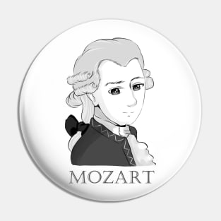 Wolfgang Amadeus Mozart: Cartoon in black and white Pin