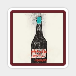 Wine bottle drawing Magnet