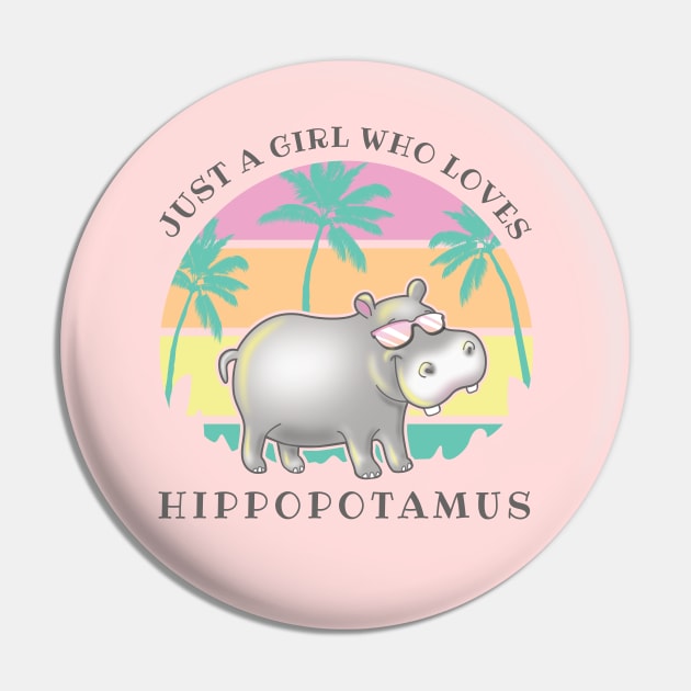 Girl loves hippos classic summer vibes Hippopotamus Pin by PnJ